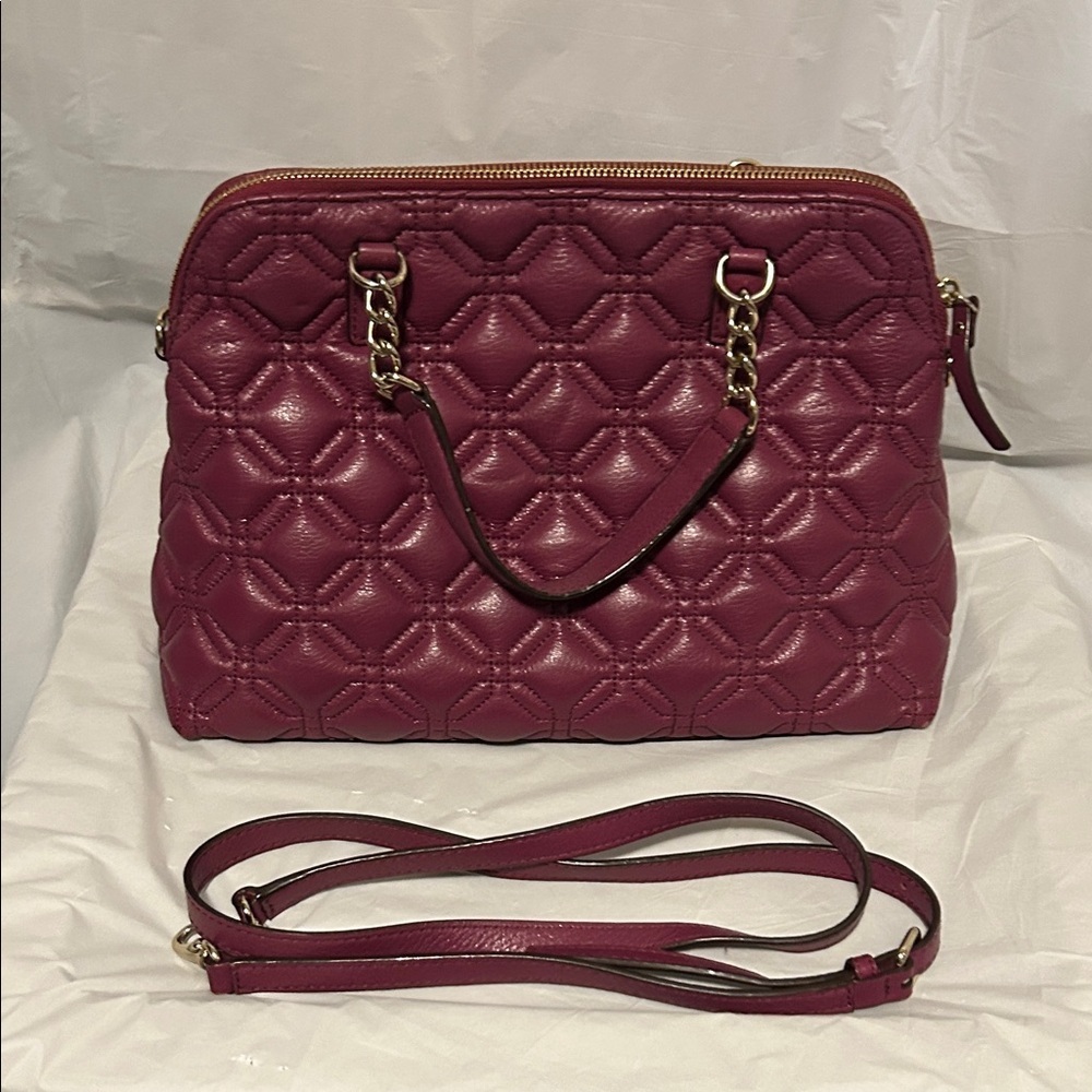 kate spade Quilted Leather Satchel in Berry Plum - Picture 5 of 9